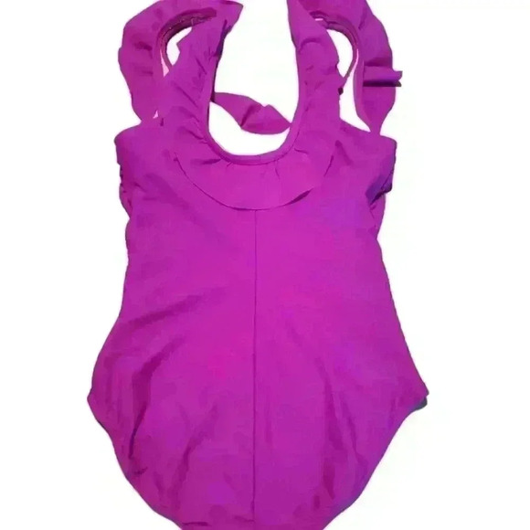 Merona hot pink ruffled one piece swimsuit sz small - Picture 3 of 5